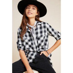 NWT Cloth & Stone Plaid Split Back Button Down